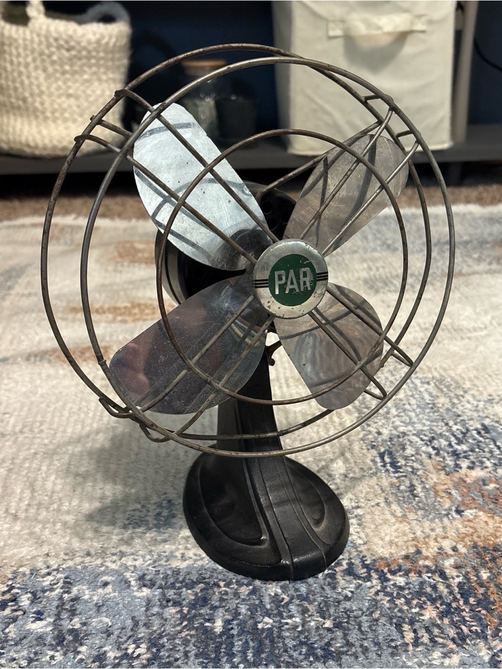Vintage Table Fan in Black and Silver